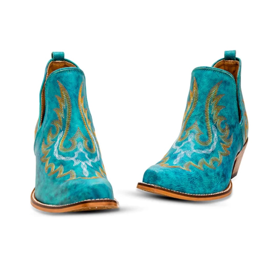 MYRA Westerly Western Leather Booties In Turquoise (Size: 9) NWT